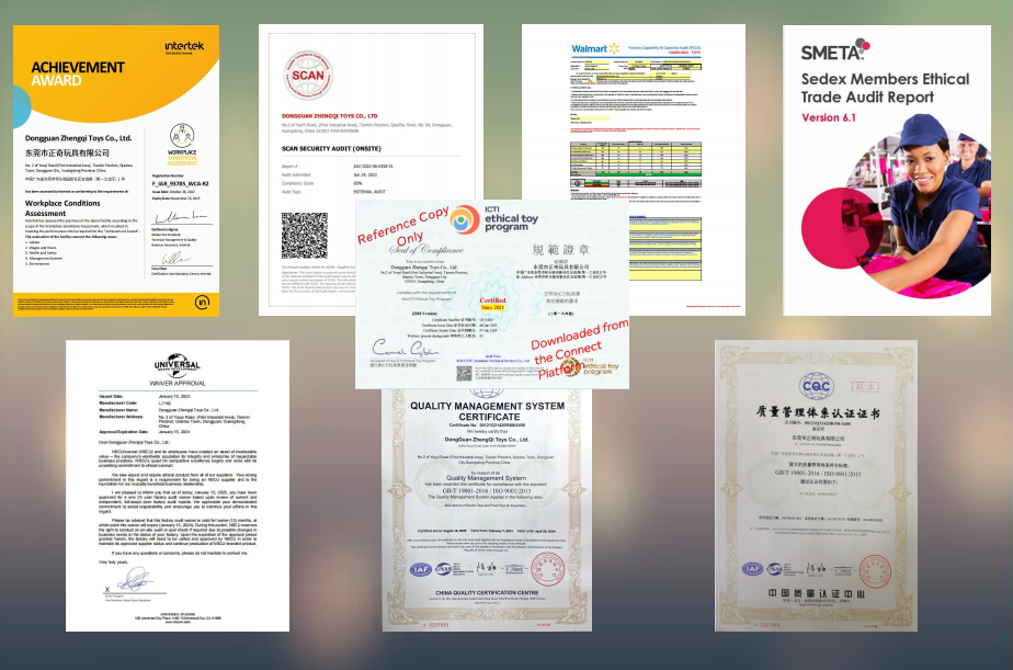 qualification certificate ISO、bsci、icti、astmf963、en71