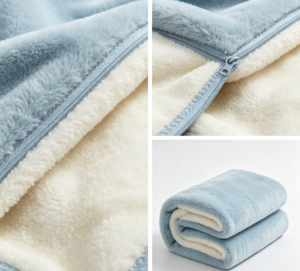 Foldable 2-in-1 pillow blanket neatly shaped as a compact pillow on pure white background